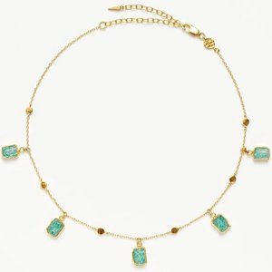 Missoma Lena Charm Choker 18ct Gold Plated Vermeil, Amazonite